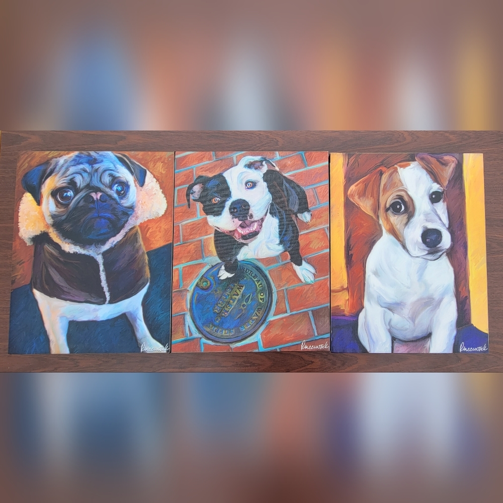 Dog Prints on Canvas by Robert McClintock (Set of 3)